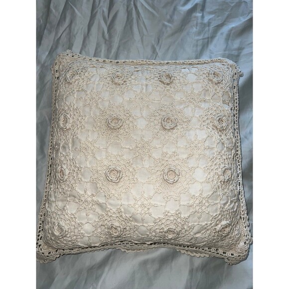 Vintage crochet boho cottage accent pillow pillowcase lot - Picture 8 of 12